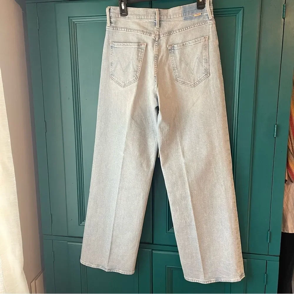 MOTHER Superior The Spinner Skimp Wide Leg Jeans High Rise Light Wash Denim 28